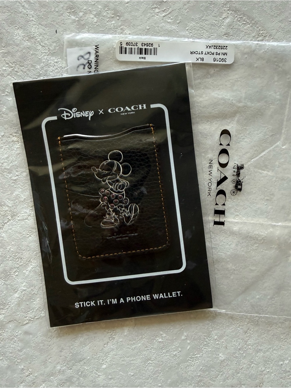 Vtg NIB Coach Walt Disney World Mickey Mouse Cell Stick-On Phone Leather Wallet
